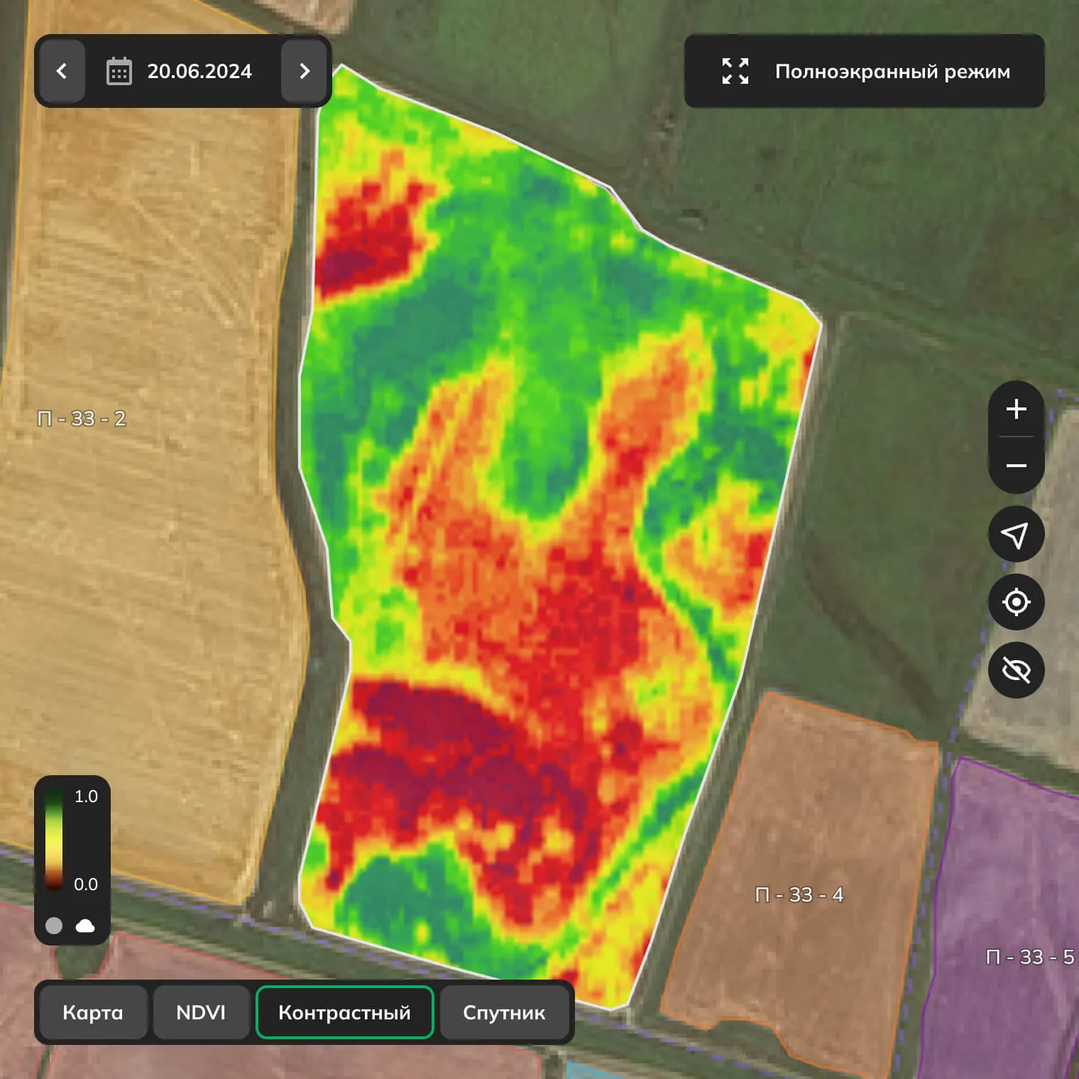 Контрастный NDVI: анализ состояния культуры