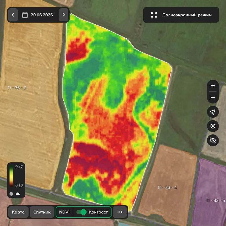 Контрастный NDVI: анализ состояния культуры